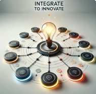 Integrate to Innovate - lightbulb and network